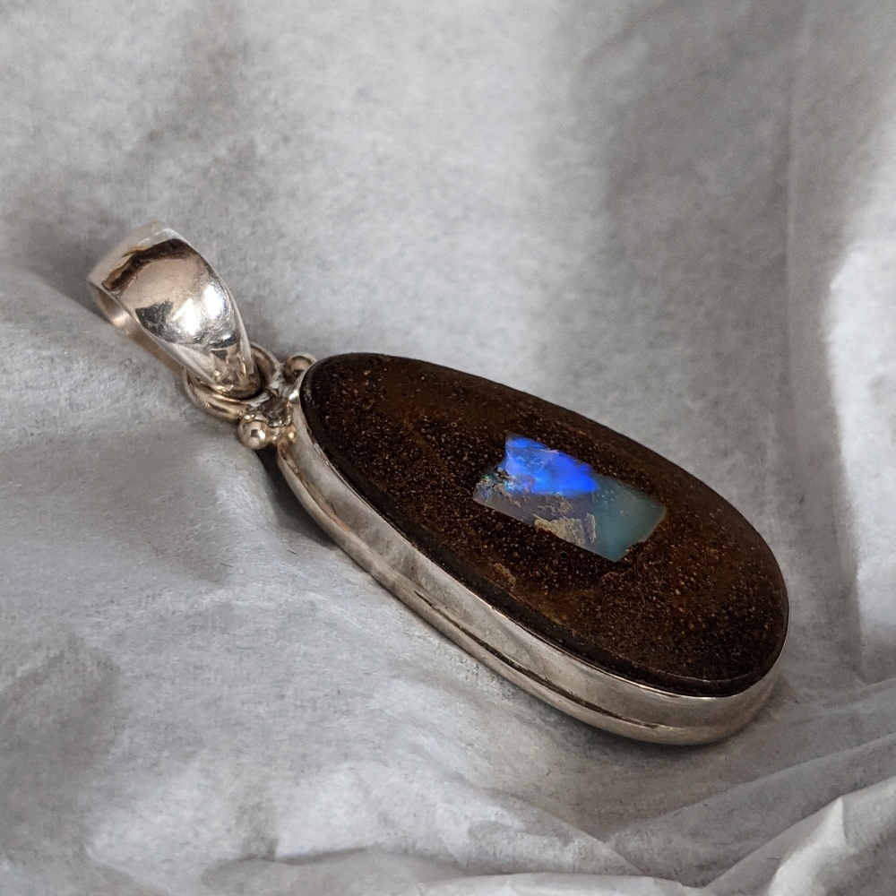 Boulder Opal, 925 Silver Pendant - Picture 4 of 6